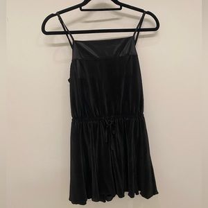 Urban Outfitters Black Satin Romper with Adjustable Straps